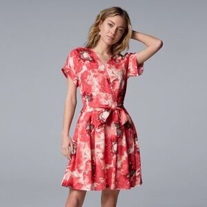Simply Vera Vera Wang Floral Wrap Tie-Front Dress